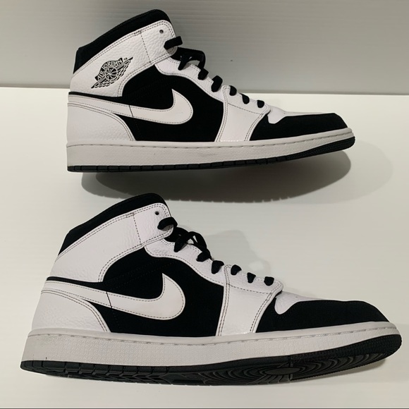 JORDAN 1 Mid White Black Tuxedo Size 13 VNDS Mint - Picture 5 of 9